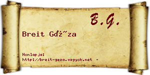Breit Géza névjegykártya